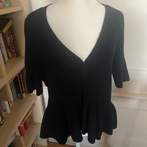 Boden ribbed peplum cardigan, black, size L
